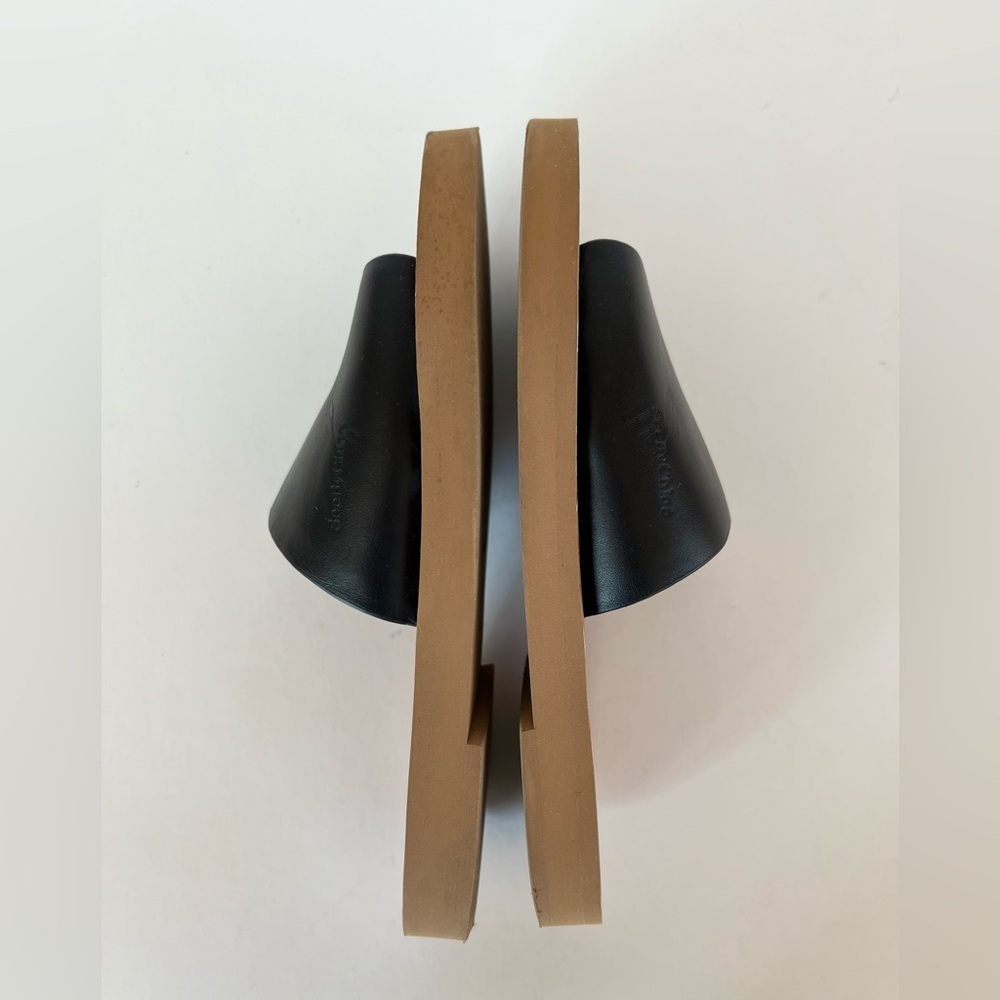 See by Chloé Essie Black Leather Mule Sandals with Tan Soles, size 37 - Picture 5 of 13